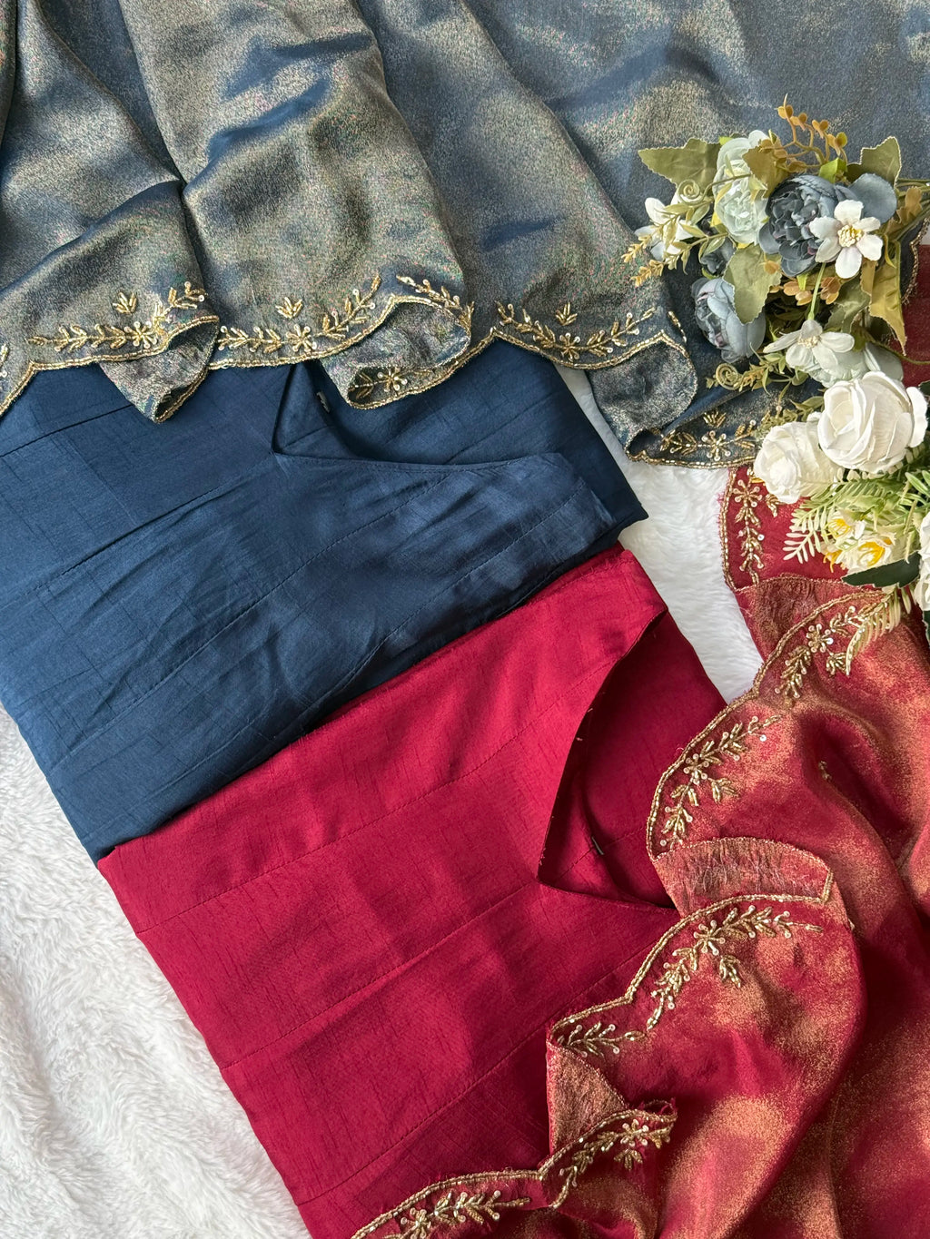 Silk hand work suit set - AV0001