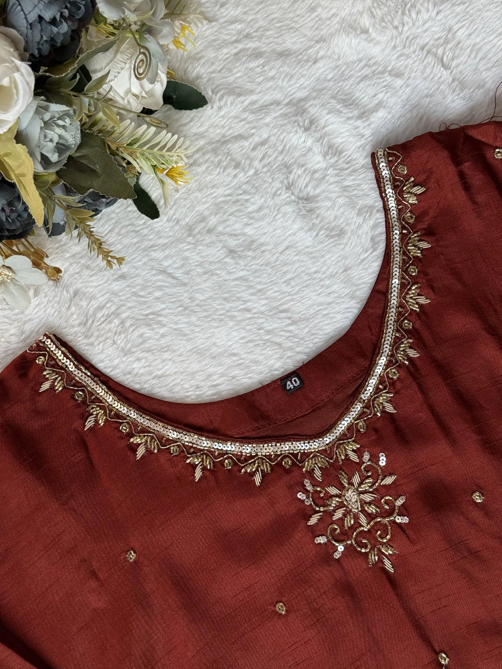 Silk hand work suit set