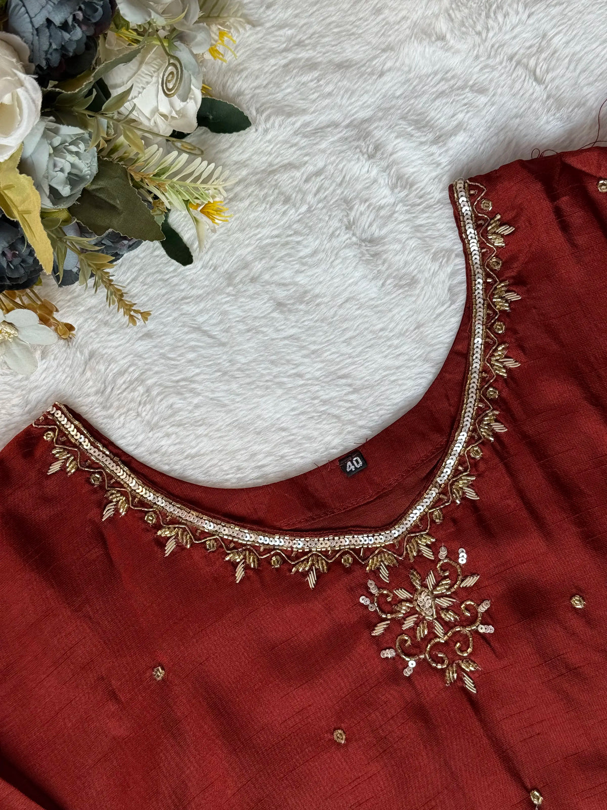 Silk hand work suit set