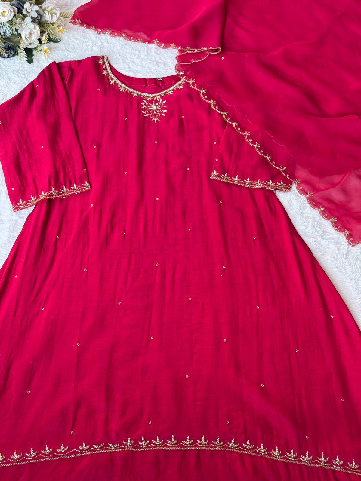 Silk hand work suit set